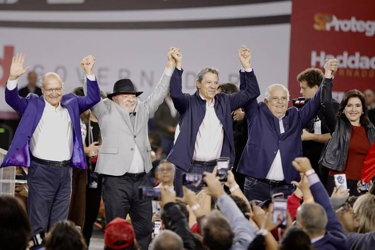 Com Lula e Alckmin, PT lança Haddad ao Governo de SP com acenos às mulheres e ataques a Tarcísio e Flávio