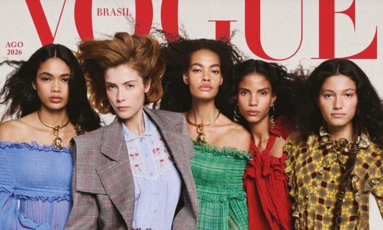Conheça as 5 modelos brasileiras que são capa da Vogue de agosto de 2026
