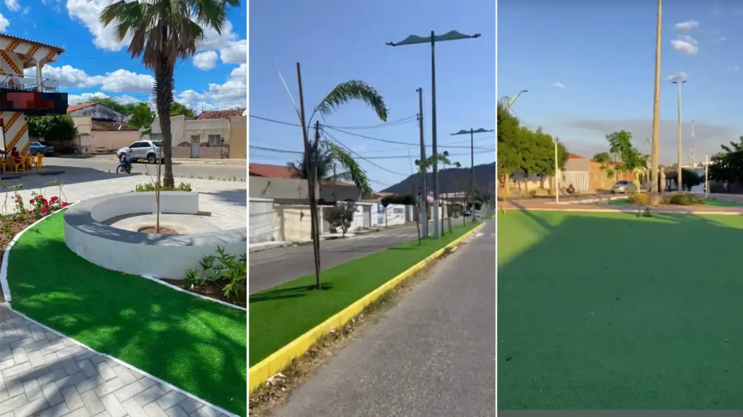 Tauá substitui vegetação por grama sintética em áreas públicas