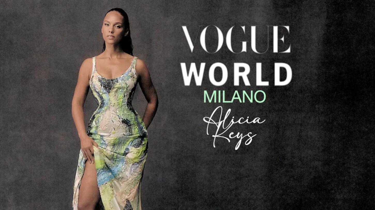 Alicia Keys estampa a capa da Vogue e brilha na Semana de Moda de Milão, na Itália.