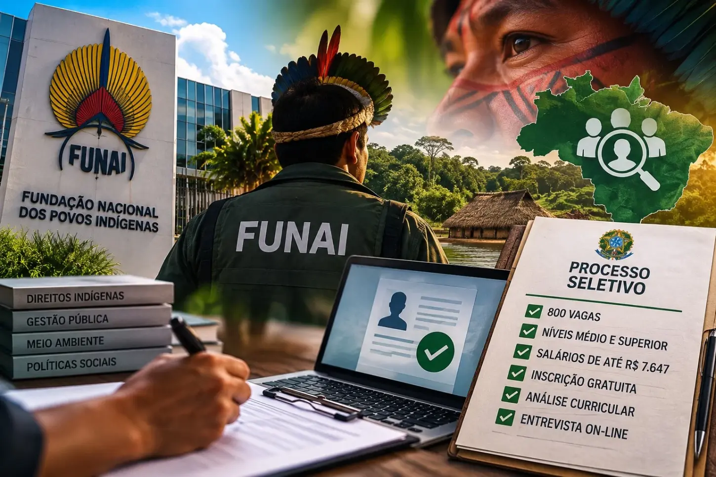 Funai abre seleção com mais de 800 vagas temporárias e salário de até R$ 7 mil