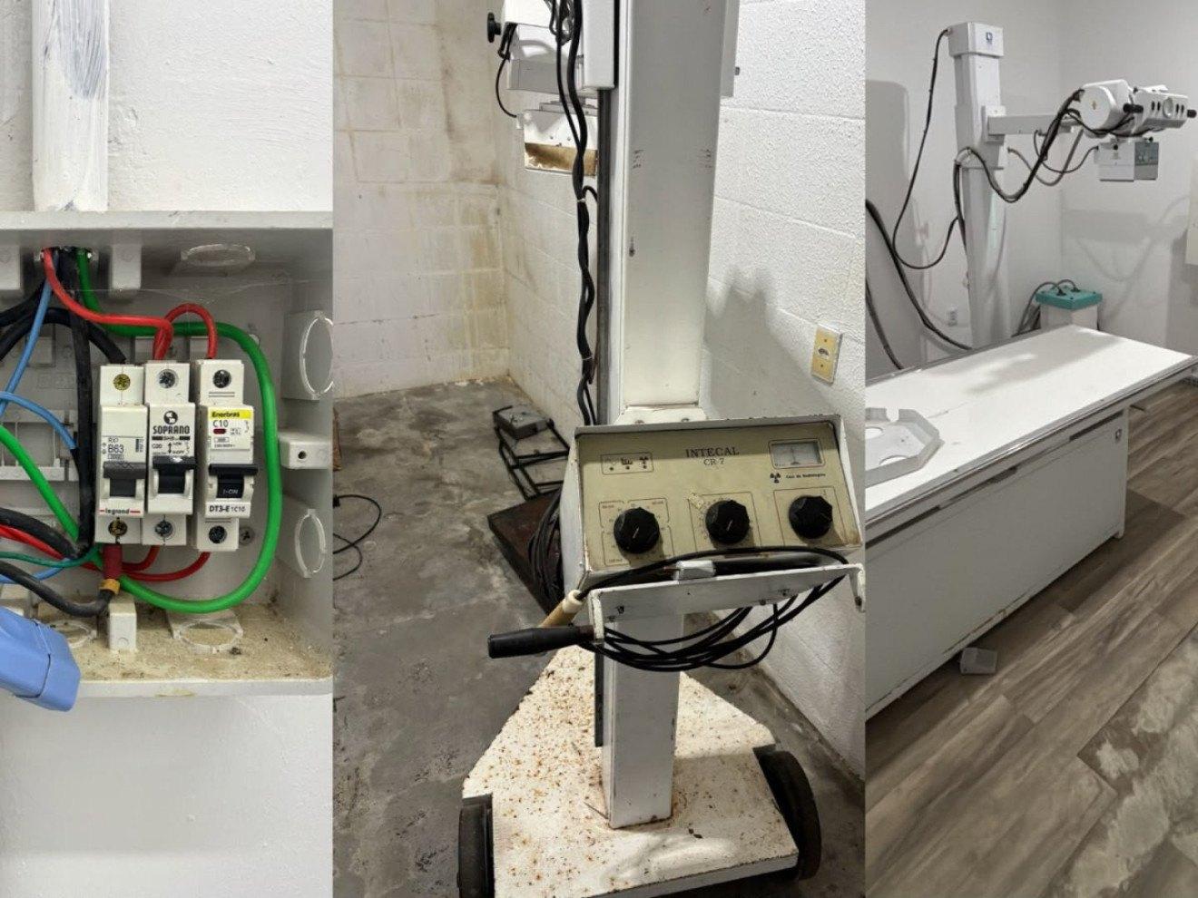 Relatos apontam problemas em equipamentos, estrutura da sala de raio-X e interrupção de exames no Hospital Municipal Maria Idalina Rodrigues de Medeiros.
