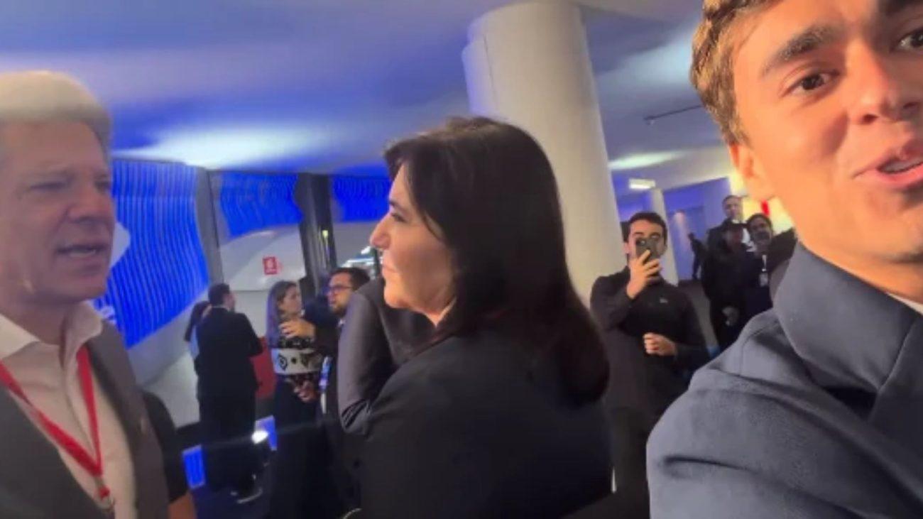 Nikolas ironiza Haddad e Tebet nos bastidores do debate entre Lula e Flávio Bolsonaro: 