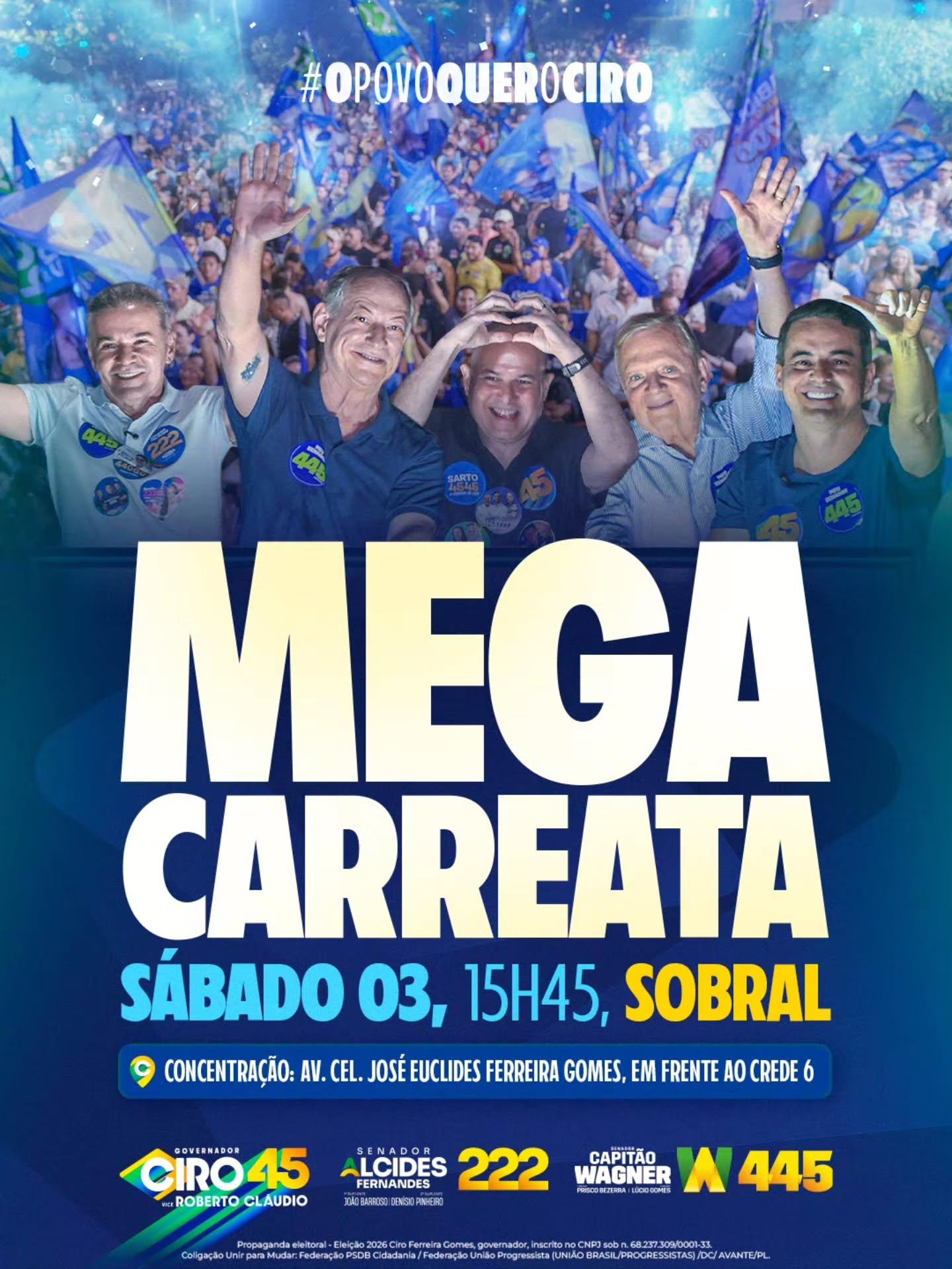 A concentração principal para o encerramento está marcada a partir das 15h45, na Avenida Coronel José Euclides Ferreira Gomes, em frente à sede da CREDE 6. O trajeto foi projetado para cruzar diferentes bairros e avenidas da cidade.