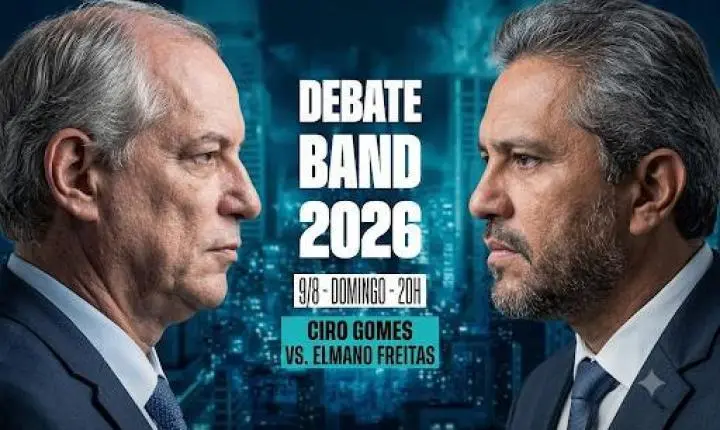 Debate Band ao vivo reúne Ciro, Elmano e Brito neste domingo (09), na disputa ao governo CE