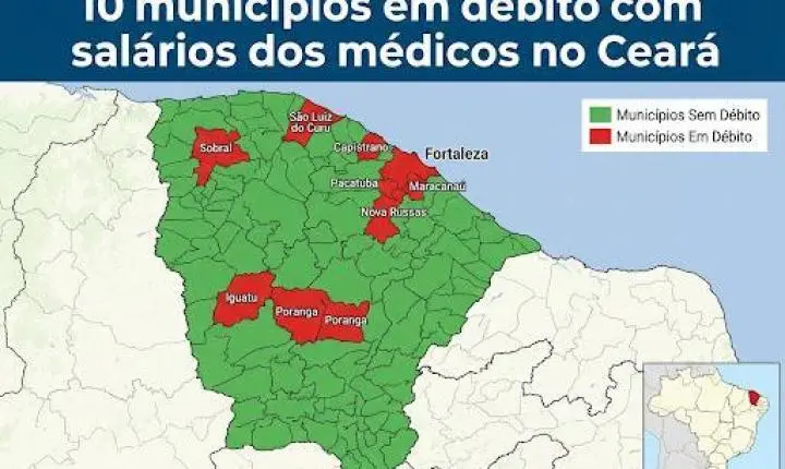 Devedômetro registra 10 municípios em débito com os salários dos médicos em agosto